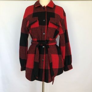 Laundry By Shelli Segal Women blouse Top Shacket Plaid Buffalo Checked Size M